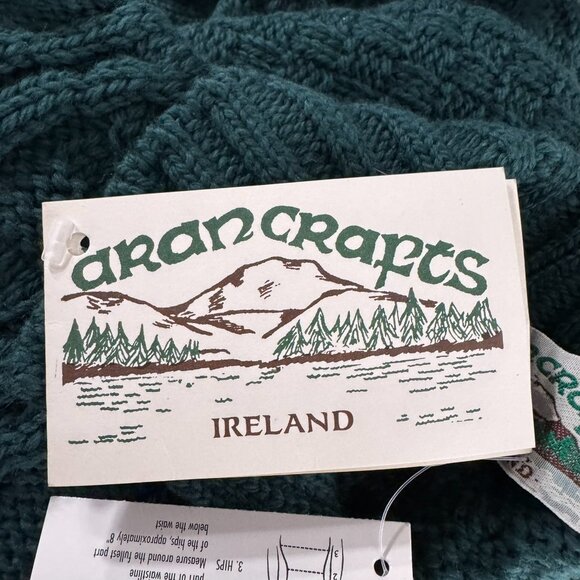 Aran Crafts Fisherman Sweater Medium Green Merino Wool Cable Knit NWT CJ-2135 - Picture 6 of 12